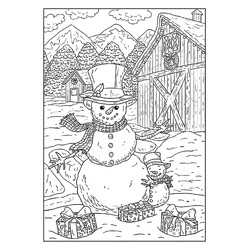 Раскраска Снеговик и его малыш