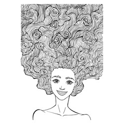 Раскраска Арт-терапия Розы в волосах