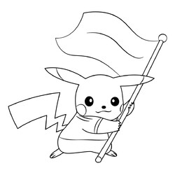 Раскраска Пикачу с флагом