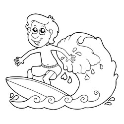 Раскраска Мальчик серфинг