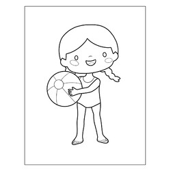 Раскраска Девочка с мячом для малышей