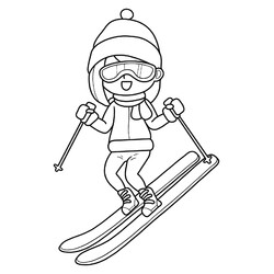 Раскраска Девочка на лыжах