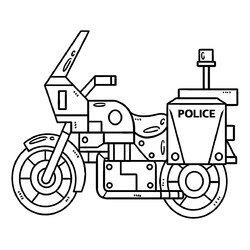 Раскраска Простой полицейский мотоцикл