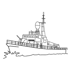 Раскраска Простой военный корабль