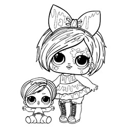 Раскраска ЛОЛ малышка и сестра Брызги