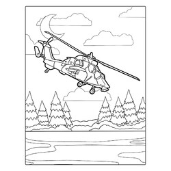Раскраска Американский военный вертолёт «Чёрный ястреб»