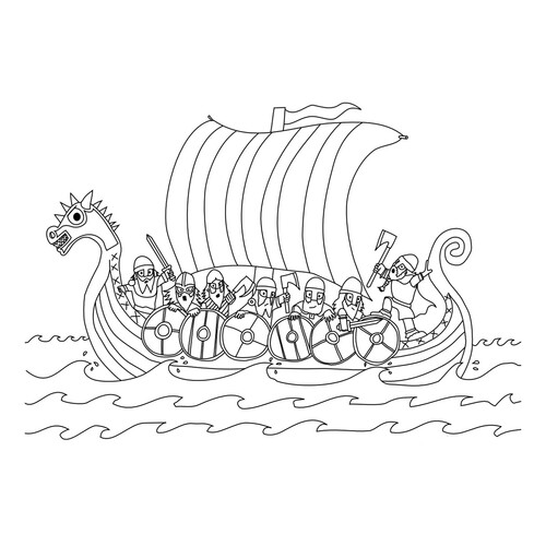 Раскраска Корабль викингов