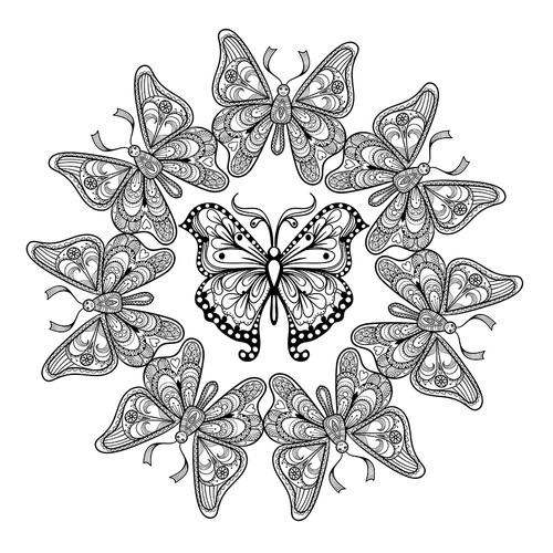 Раскраска Арт-терапия Хоровод бабочек