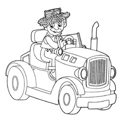Раскраска Дедушка на тракторе