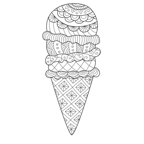 Раскраска Зентангл рожок мороженого