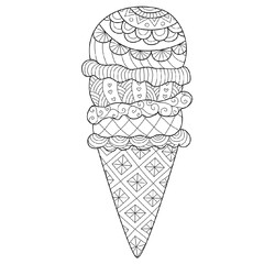 Раскраска Зентангл рожок мороженого