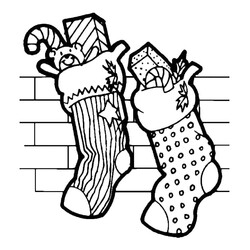 Раскраска Рождественские носки висят на стенке