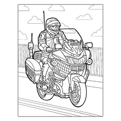 Раскраска Полицейский на мотоцикле
