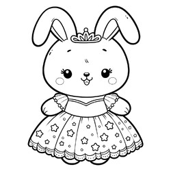 Раскраска Милый кролик в платье