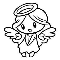 Раскраска Чиби ангелочек для малышей