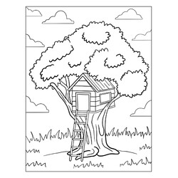 Раскраска Простой домик на дереве