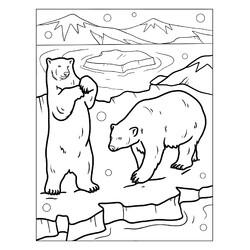 Раскраска Медведи на льдине