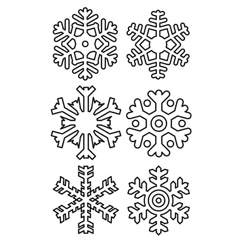 Раскраска 6 шаблонов снежинок