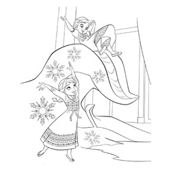 Раскраска Маленькие Анна и Эльза