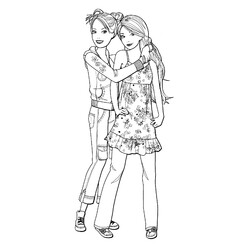 Раскраска Барби с любимой подружкой