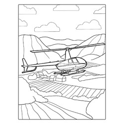 Раскраска Лёгкий вертолёт Робинсон R44