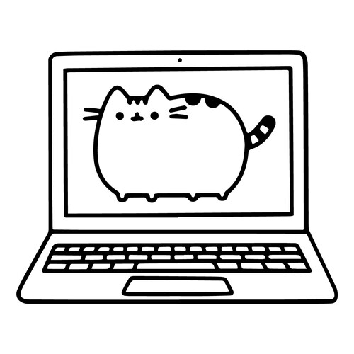 Раскраска Ноутбук кот Пушин