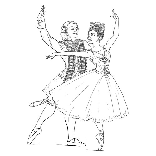 Раскраска Танцовщики балета