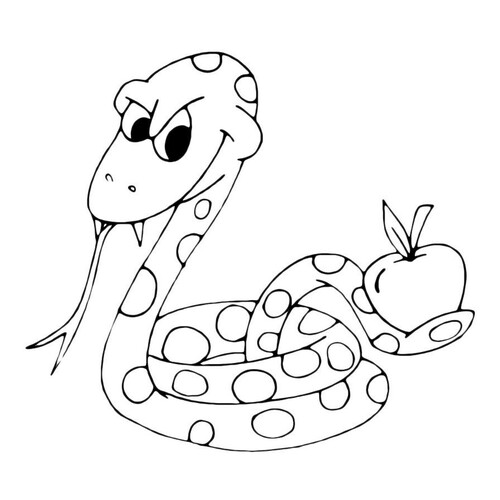 Раскраска Змея с яблоком