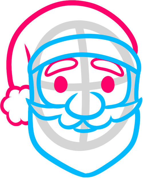 Как нарисовать лицо Деда Мороза 4