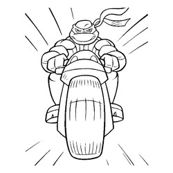 Раскраска Черепашка-Ниндзя на мотоцикле