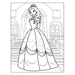 Раскраска Принцесса Белль в замке