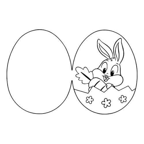 Раскраска Открытка с пасхальным кроликом