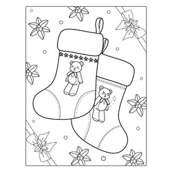 Раскраска Рождественские носки с мишками