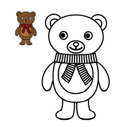 Раскраска Медвежонок для малышей с цветным образцом