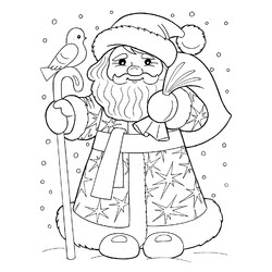 Дед Мороз выходит из леса с подарками