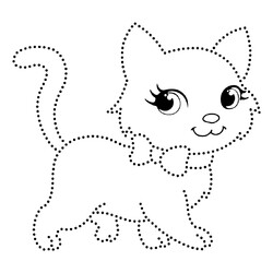Раскраска Котёнок по точкам