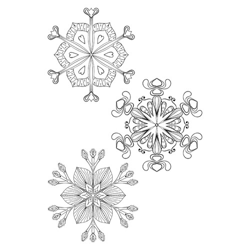 Раскраска Три прекрасных снежинки