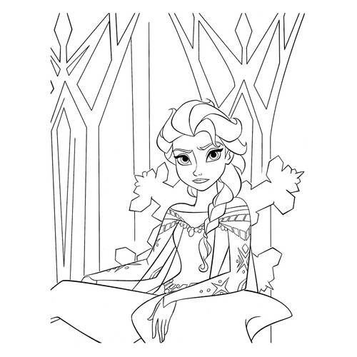 Раскраска Эльза на снежном троне