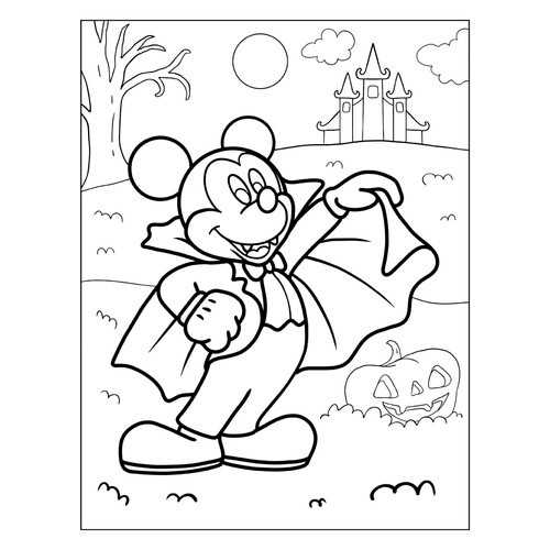 Раскраска Микки Маус в костюме вампира