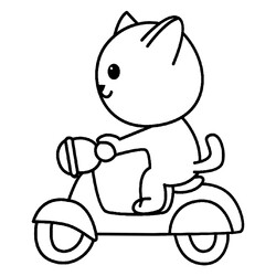 Раскраска Котёнок на мотоцикле