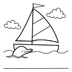 Раскраска Дельфин и парусная яхта