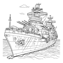 Раскраска Вымышленный военный корабль