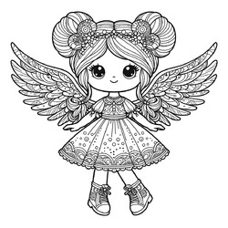 Раскраска Кукла с крыльями