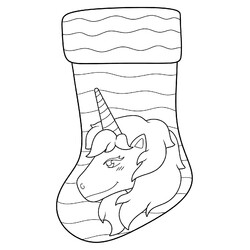 Раскраска Рождественский носок с единорогом