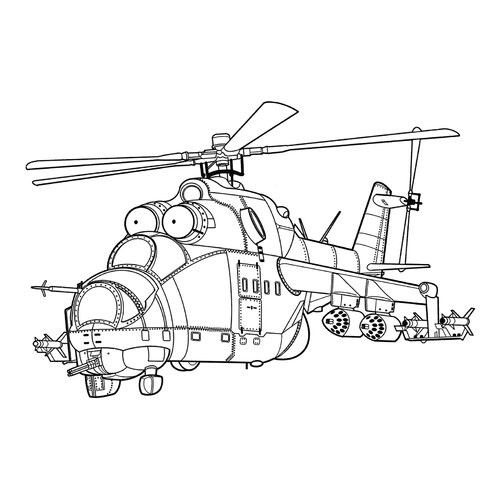 Раскраска Вертолёт МИ-24