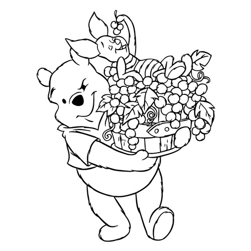 Раскраска Сбор урожая с Винни-Пухом