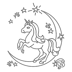 Раскраска Единорог на Луне