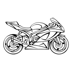 Раскраска Простой спортивный мотоцикл