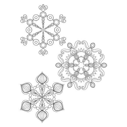 Раскраска Три красивых снежинки