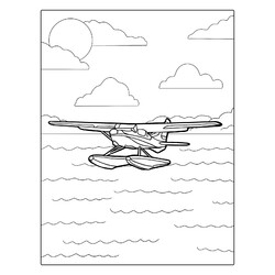 Раскраска Морской самолёт на воде